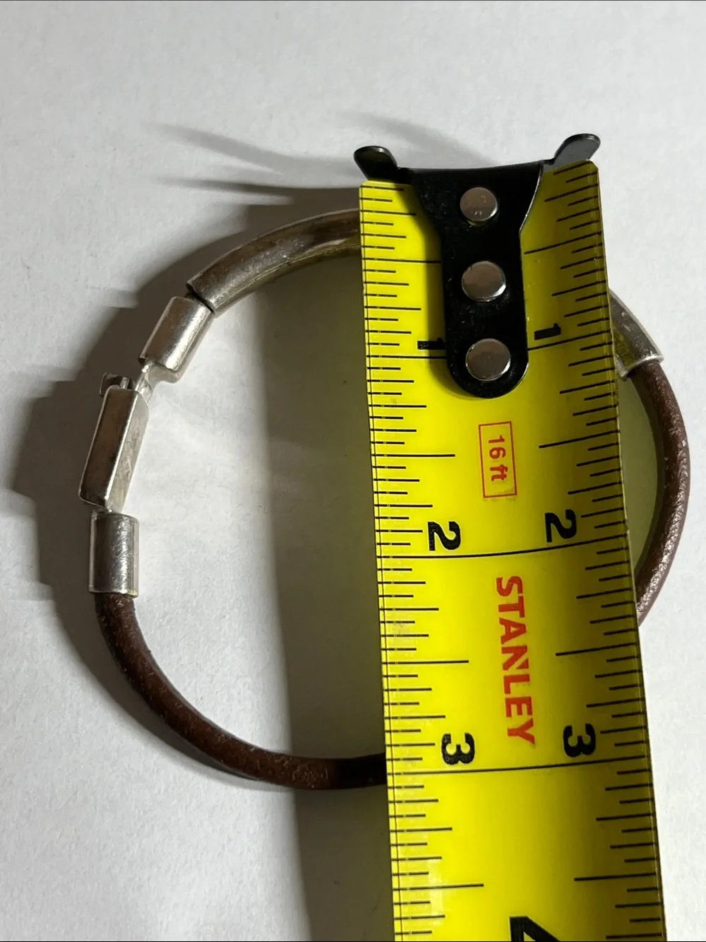 Men’s Brown Leather Bracelet with 925 Silver-Tone Coil Accent